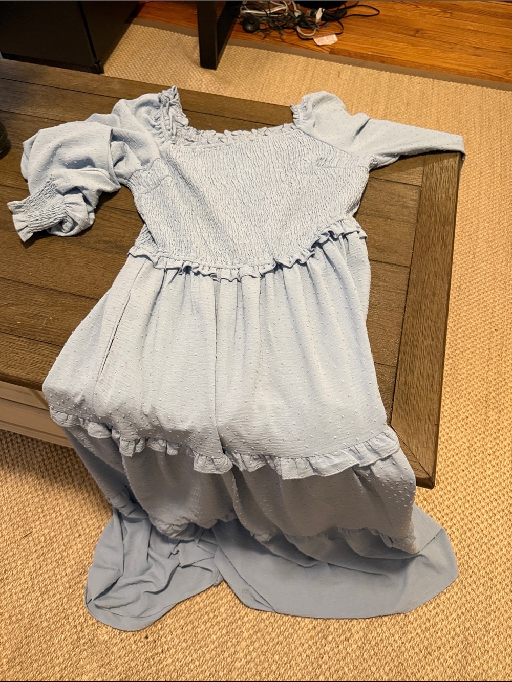 Light Blue Maxi Dress with Ruffle Details